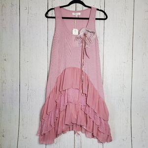 Forla Paris Anthropologie Pink Ruffle Dress small